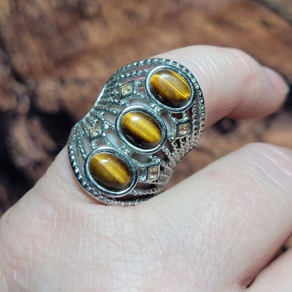 Yellow Tigers Eye Ring Size 7 - Picture 3 of 15